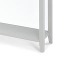Elgin Grey Large Console Table - Close up of lower shelf and legs