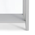 Elgin Grey Large Console Table - Close up of lower shelf and legs