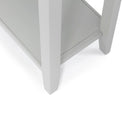 Elgin Grey Large Console Table - Close up of lower shelf and legs