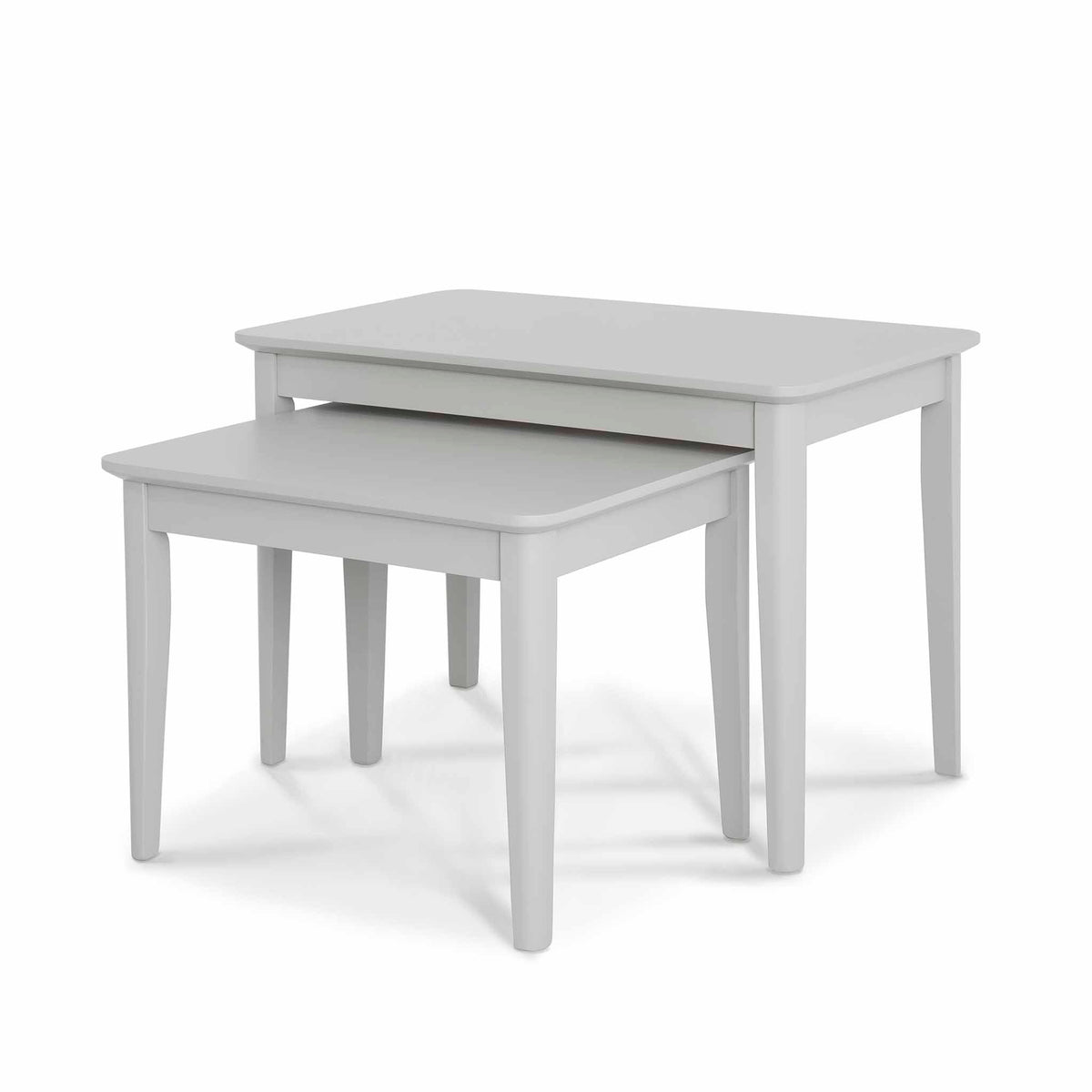 Elgin Grey Nest of Tables - Side view with smaller table pulled out
