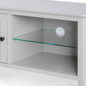 Elgin Grey 90cm Small TV Unit - Close up of glass shelf