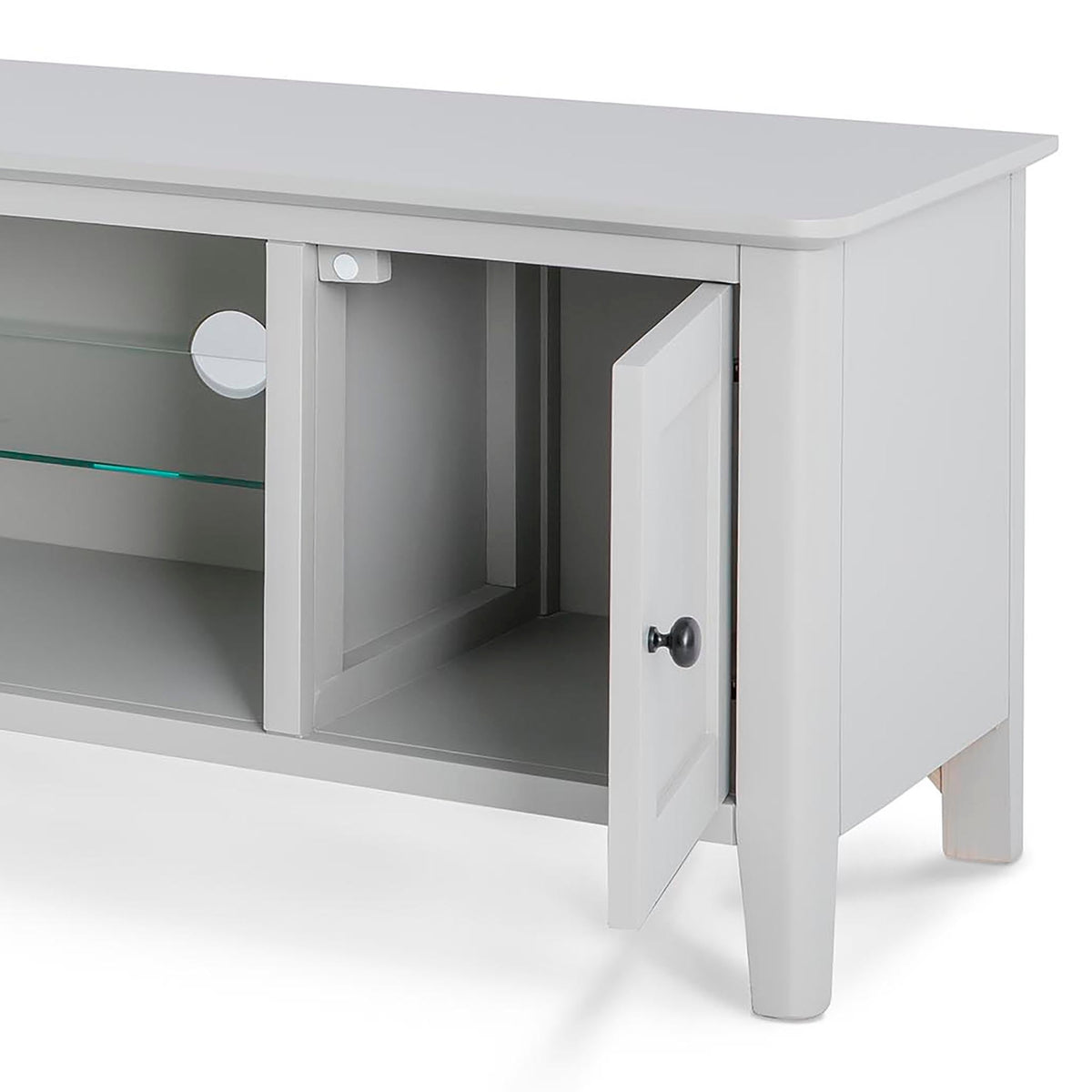 Elgin Grey 120cm large TV stand - Close up of inside cupboard