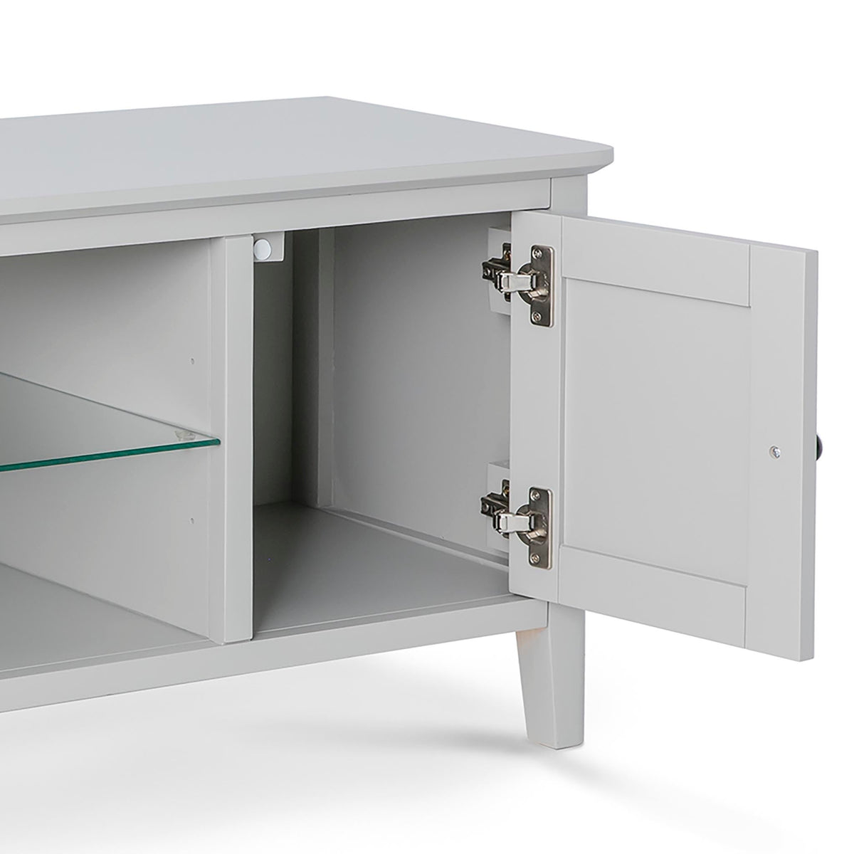 Elgin Grey 120cm large TV stand - Close up of inside cupboard