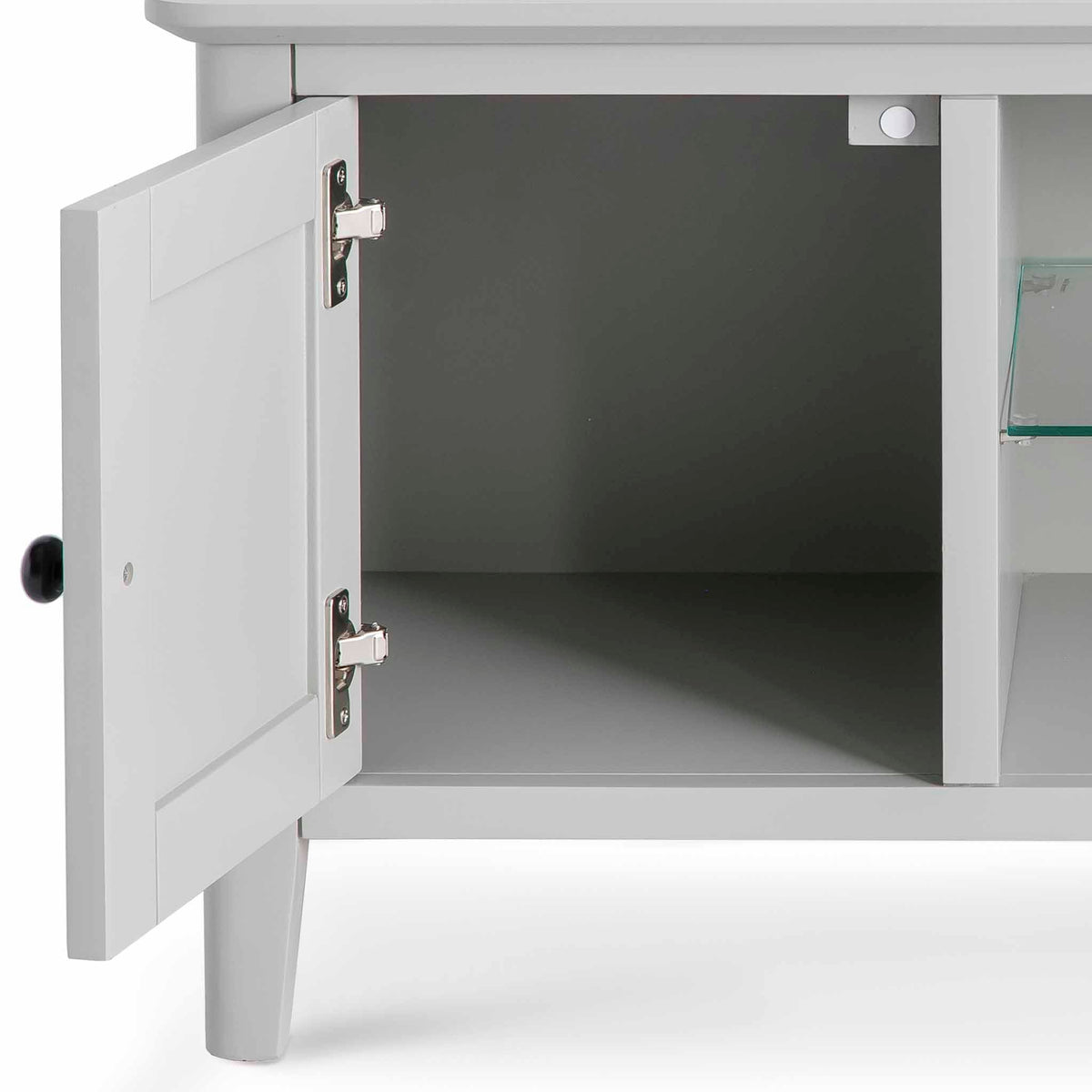 Elgin Grey 120cm large TV stand - Close up of inside cupboard