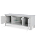 Elgin Grey 120cm large TV stand - Side view with cupboard doors open