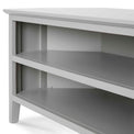 Elgin Grey corner TV stand - Close up of shelves