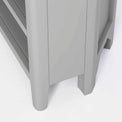 Elgin Grey corner TV stand - Close up of side of unit