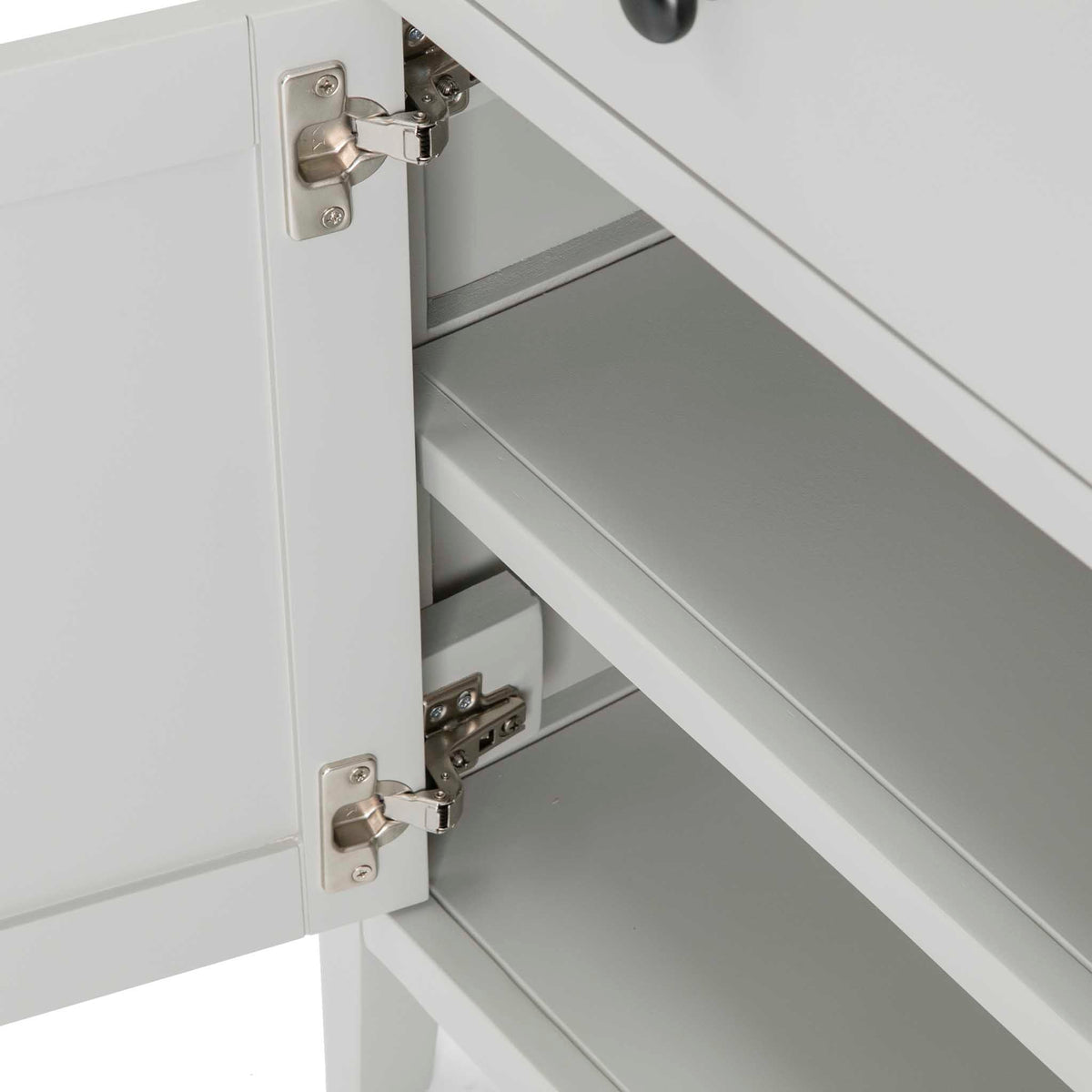 Elgin Grey Small Sideboard - Looking down inside cupboard