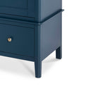 Stirling Blue Double Wardrobe - Close up of drawer handle - Close up of wardrobe legs/feet