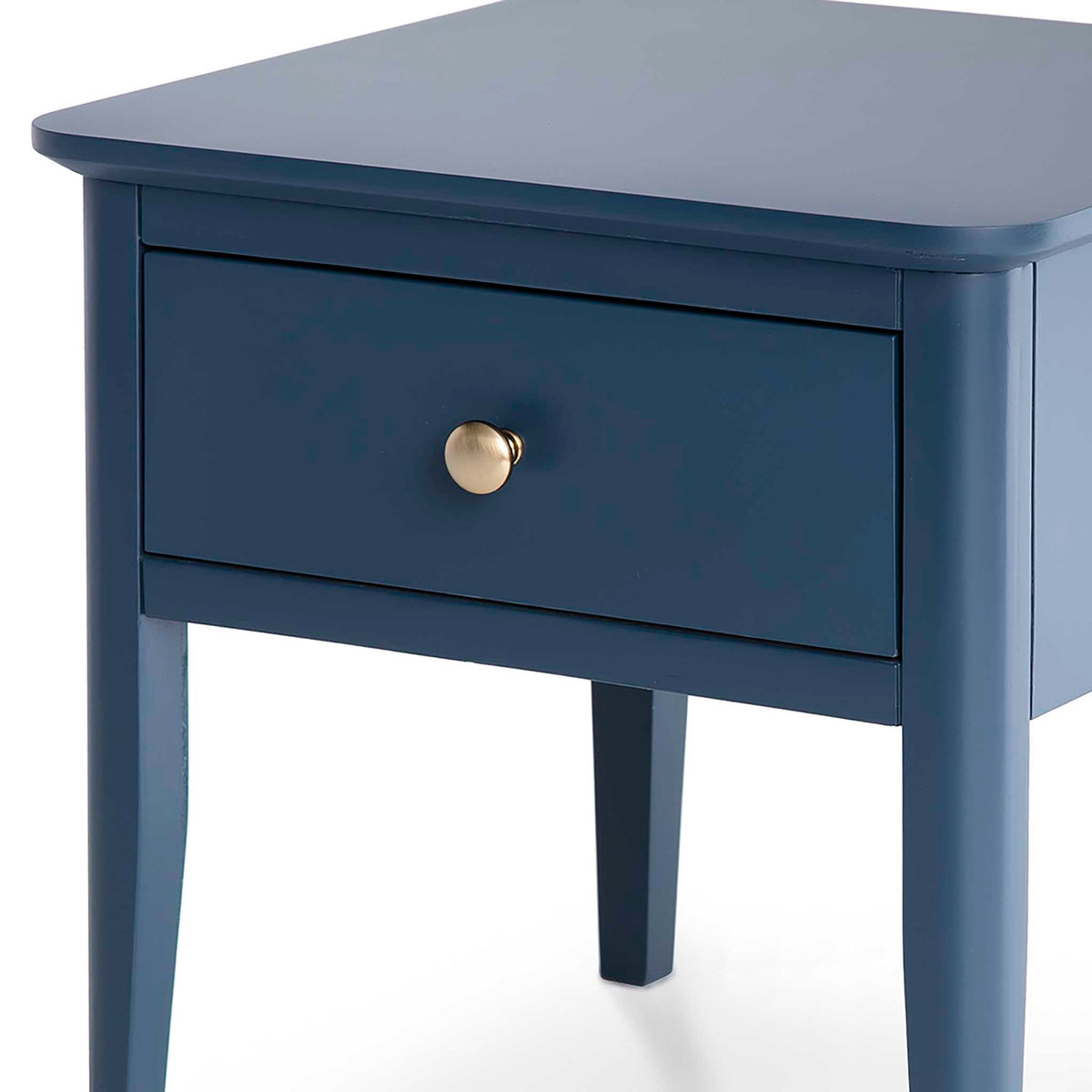 Stirling Blue Side Lamp Table - Close up of drawer front