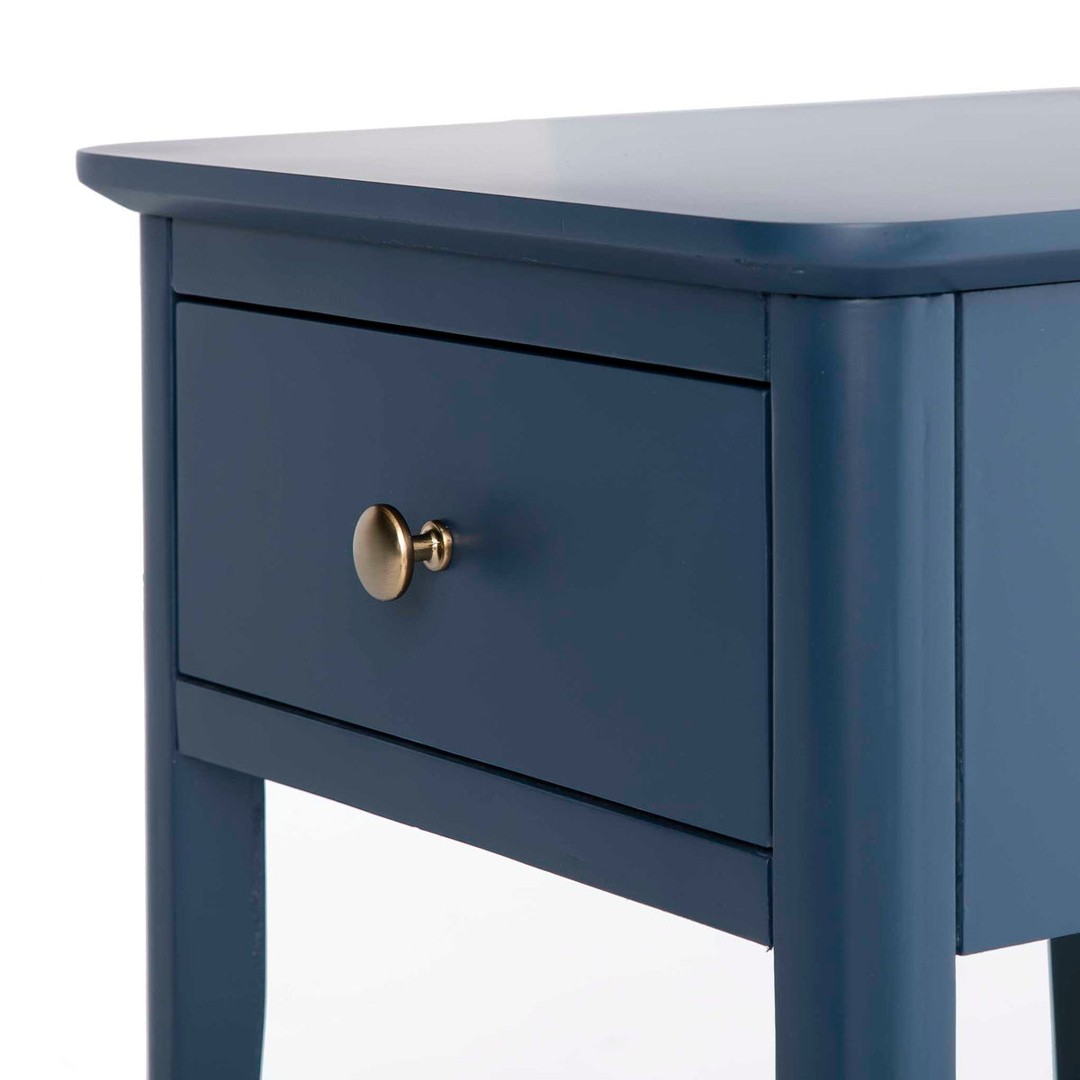 Stirling Blue Side Lamp Table - Close up of drawer front