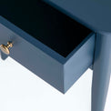 Stirling Blue Side Lamp Table - Close up of drawer when open