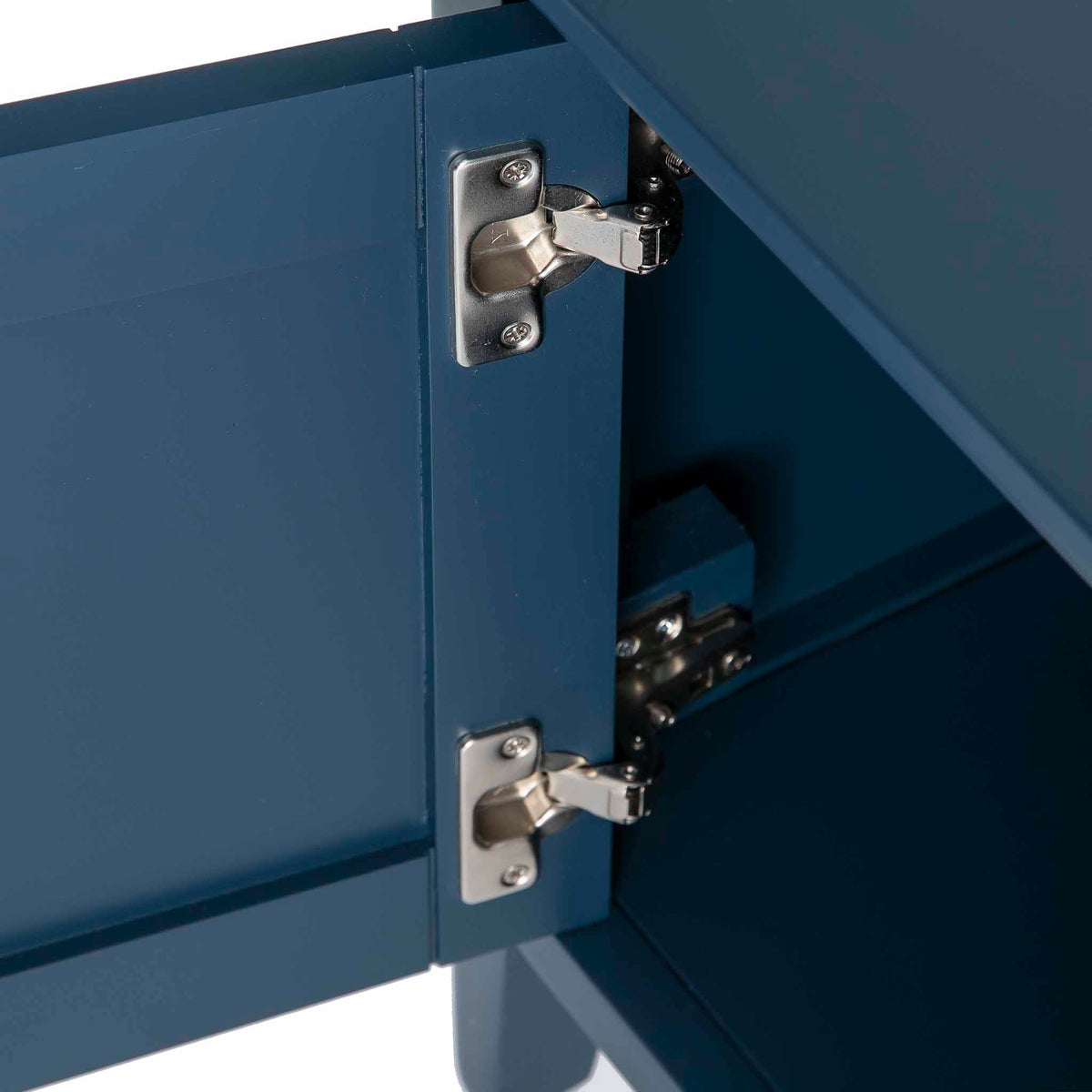 Stirling Blue Small TV Unit - Close up of inside cupboard