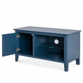Stirling Blue Small TV Unit - Side view with door open