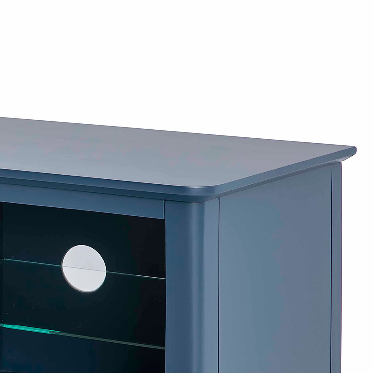 Stirling Blue Small TV Unit - Top corner