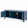 Stirling Blue 120cm Large TV Unit - Side view with cupboard doors open