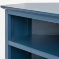 Stirling Blue Corner TV Stand - Close up of shelves