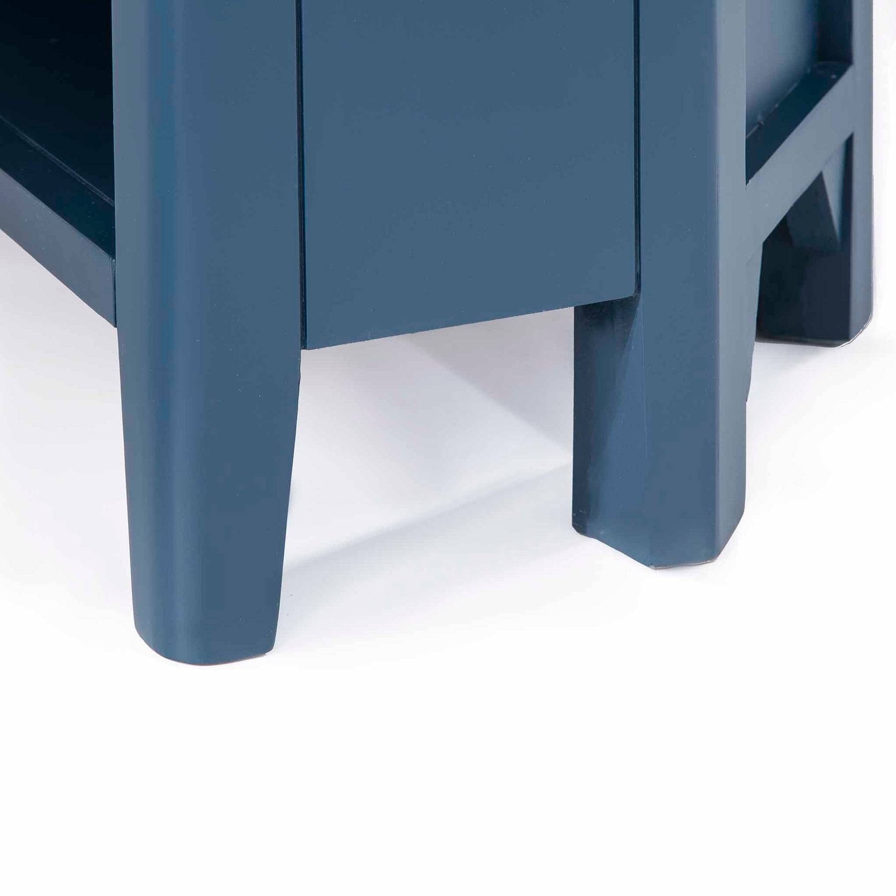 Stirling Blue Corner TV Stand - Close up of feet