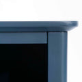 Stirling Blue Corner TV Stand - Close up of top corner