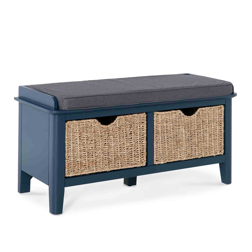 Stirling Blue Scandi Stoage Bench, Shoe Storage Chest | Roseland