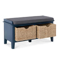 Stirling Blue Storage Bench - Side view with baskets open