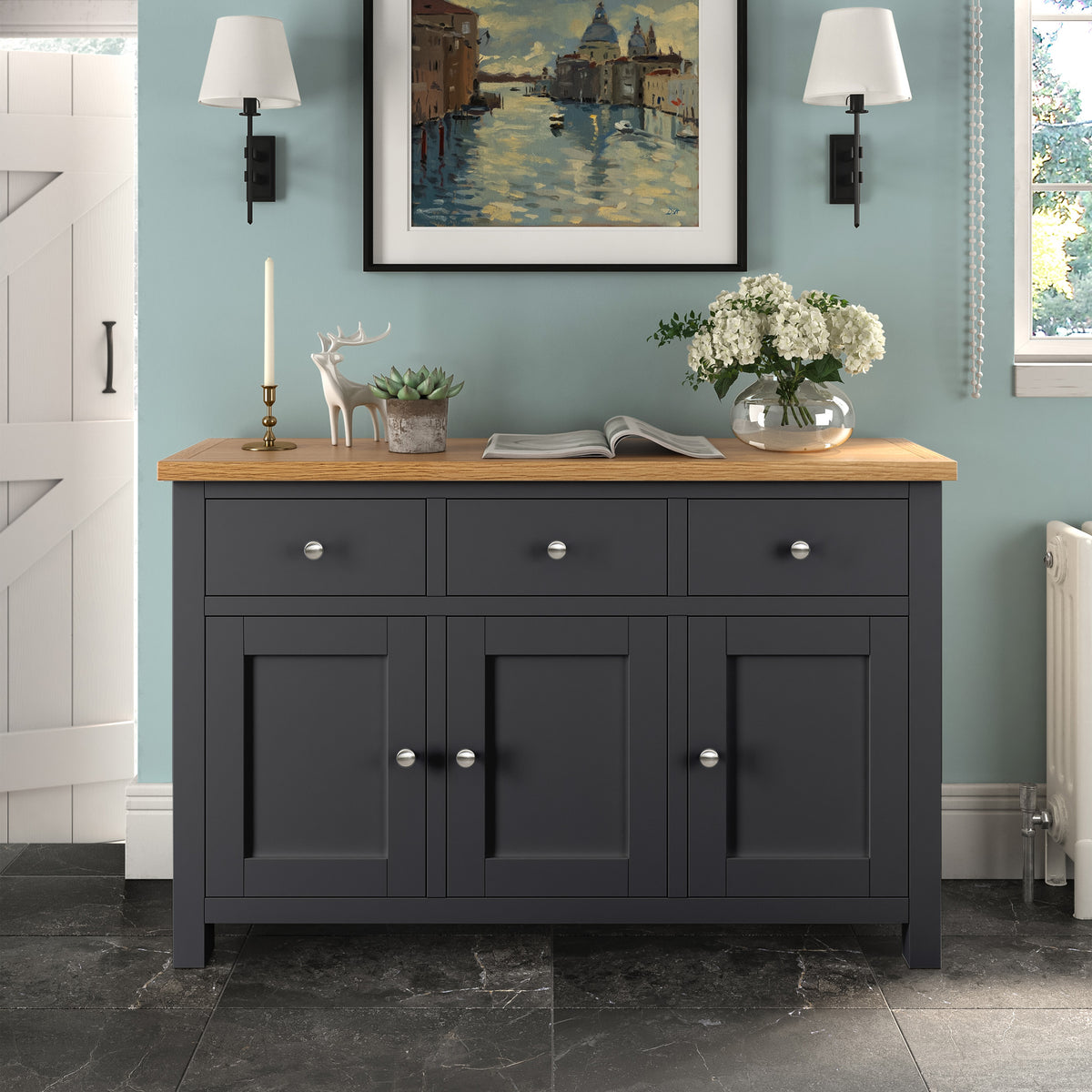 Farrow Charcoal Grey Large Sideboard Cabinet for living room