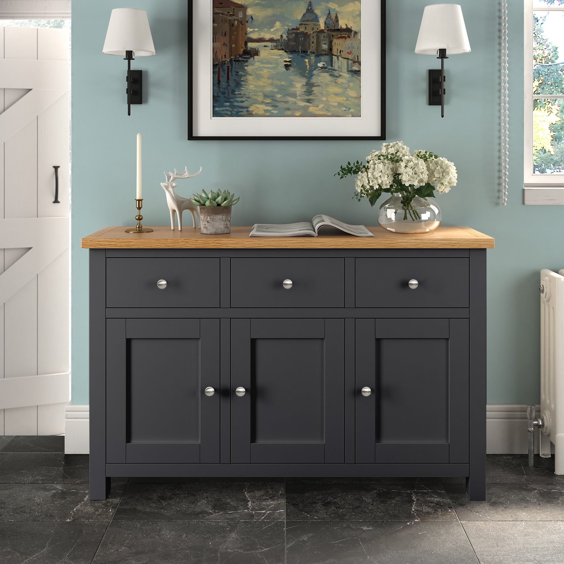 Farrow Charcoal Large Sideboard Cabinet by Roseland Furniture