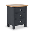 Farrow Charcoal Bedside Table by Roseland Furniture - Angle view with silver handles