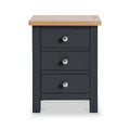 Farrow Charcoal Bedside Table by Roseland Furniture - Front view with silver handles