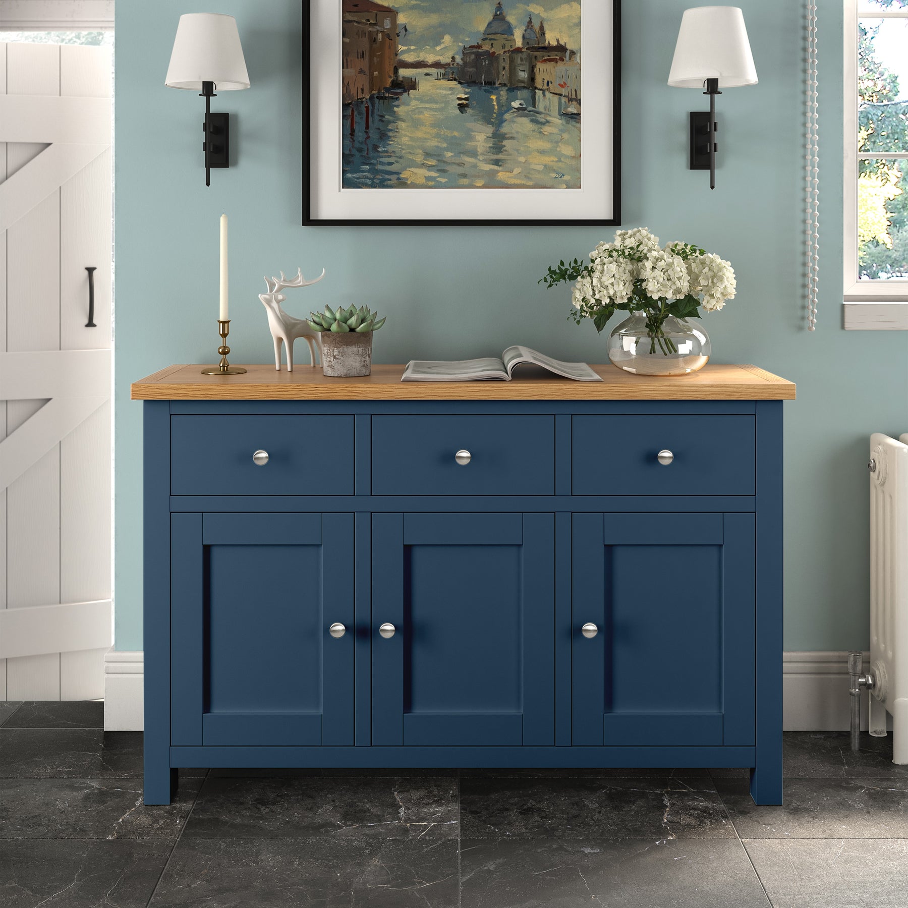Farrow Navy Large Sideboard Cabinet by Roseland Furniture