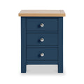 Farrow Navy Bedside Table by Roseland Furniture - Front view with silver handles