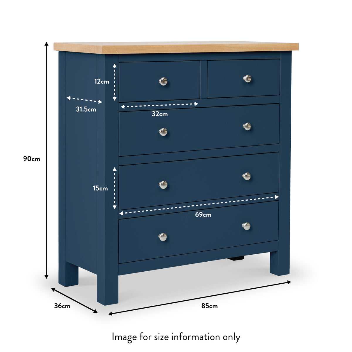 Farrow 2 Over 3 Chest Of Drawers dimensions