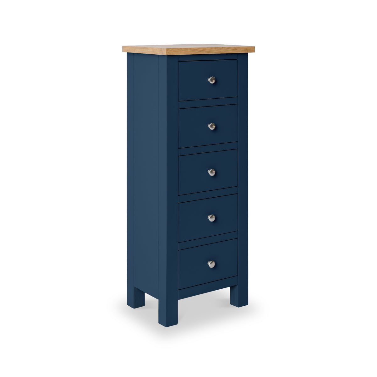 Farrow Navy Blue 5 Drawer Tallboy Chest from Roseland Furniture