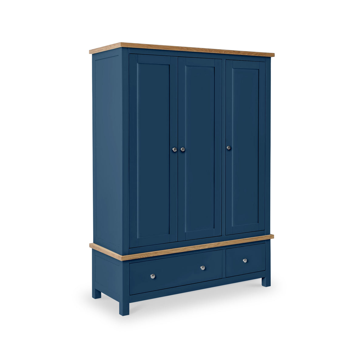 Farrow Navy Blue Triple Wardrobe with Storage Drawers from Roseland Furniture