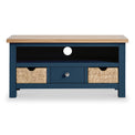 Farrow 110cm TV Stand with Oak Top and Woven Baskets