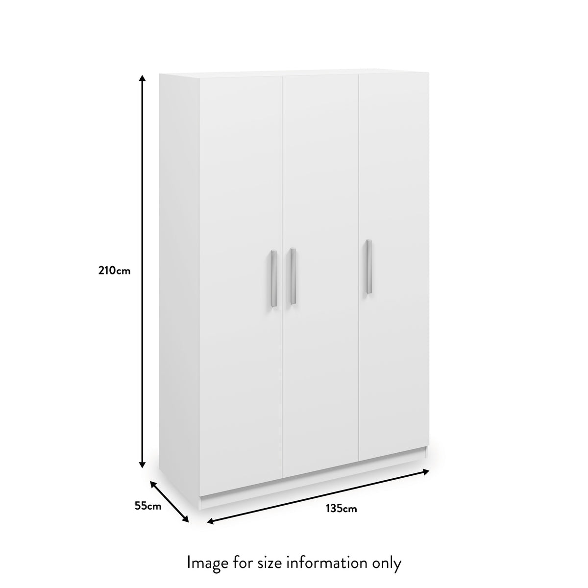 Meribel White 3 Door Wardrobe dimensions