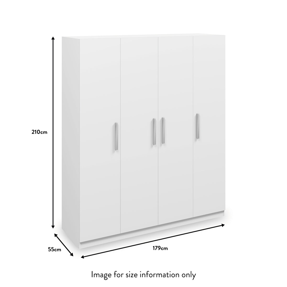 Meribel White 4 Door Wardrobe dimensions