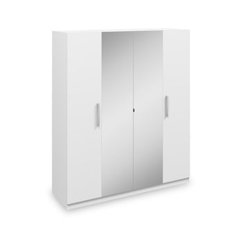 Meribel White 4 Door Mirrored Wardrobe