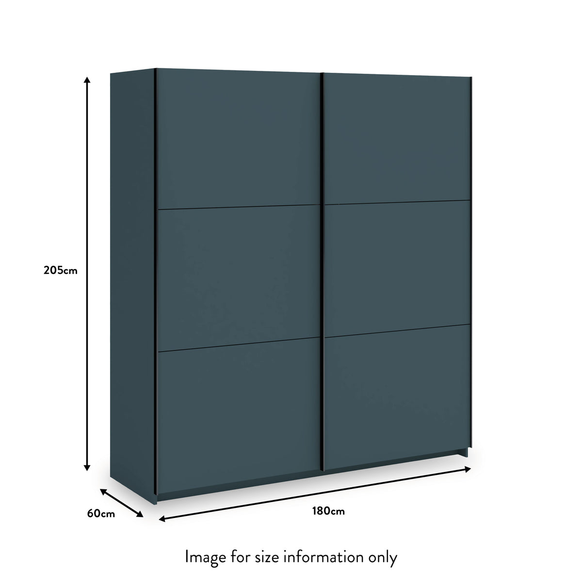 Holland Anthracite 180cm Sliding Double Wardrobe dimensions