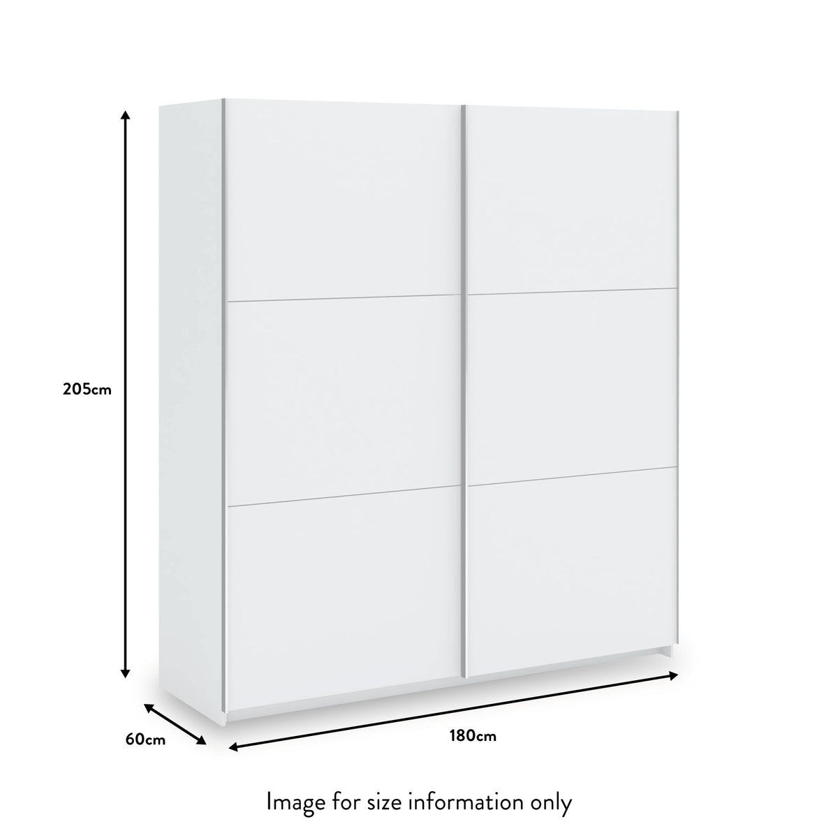 Holland White 180cm Sliding Double Wardrobe dimensions