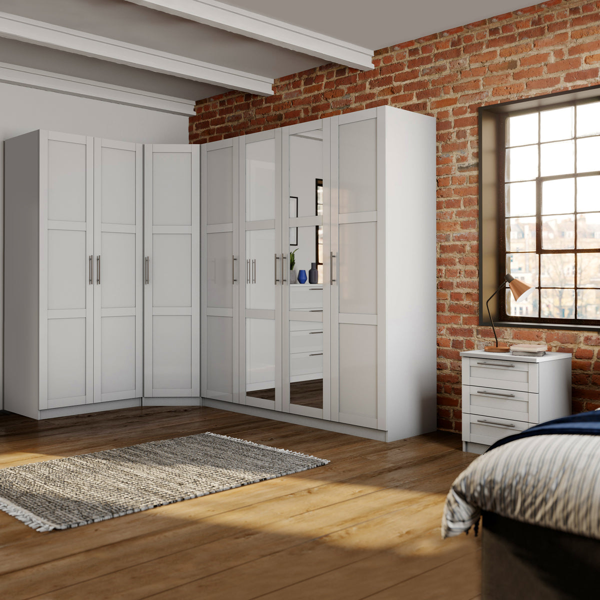 Bithlo White Corner Wardrobe for bedroom