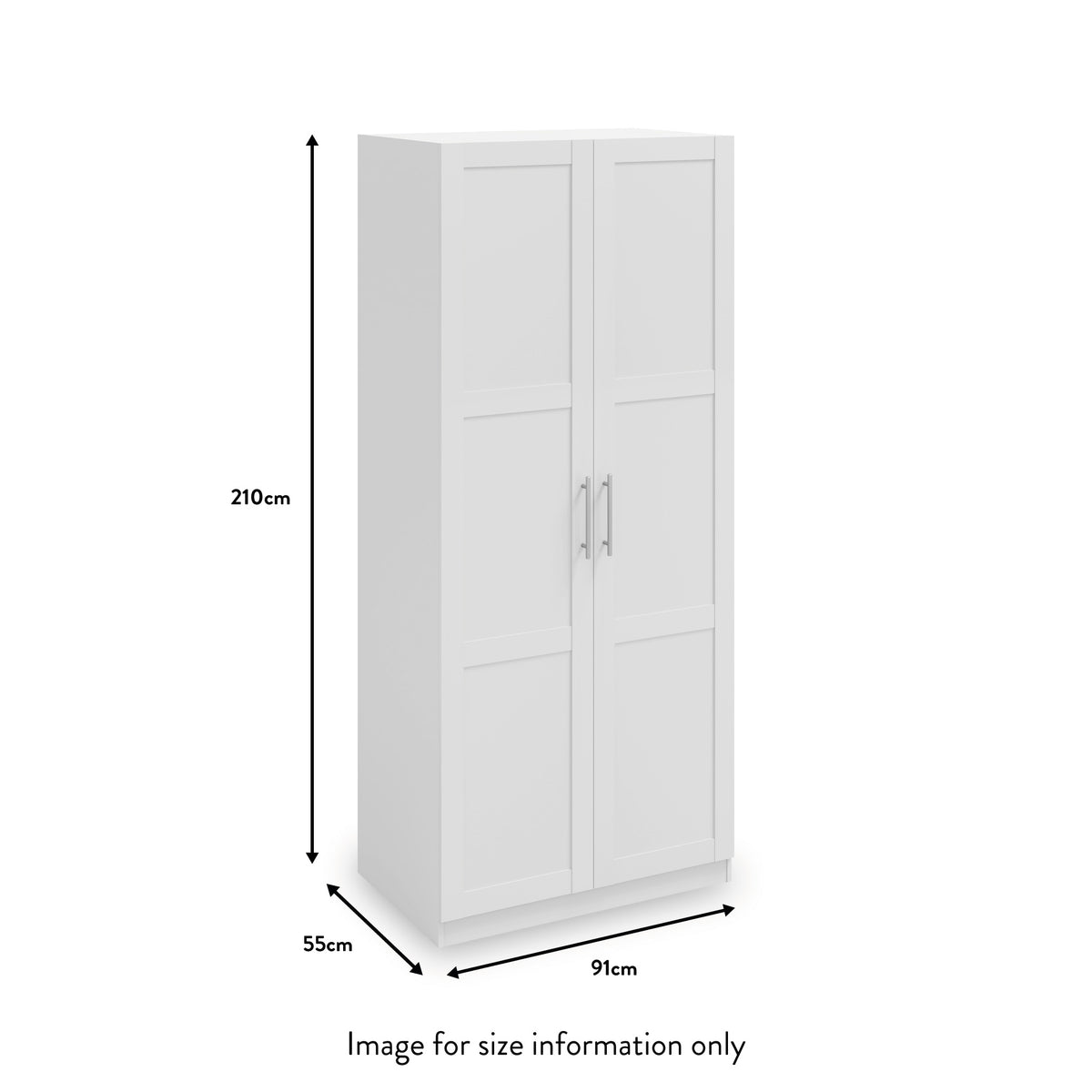 Bithlo White 2 Door Wardrobe dimensions