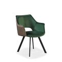 Harley Dining Chair Green Velvet & Grey PU by Roseland Furniture
