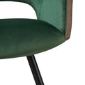 Harley Dining Chair Green Velvet & Grey PU - Close up of seat pad