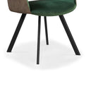 Harley Dining Chair Green Velvet & Grey PU - Close up of legs