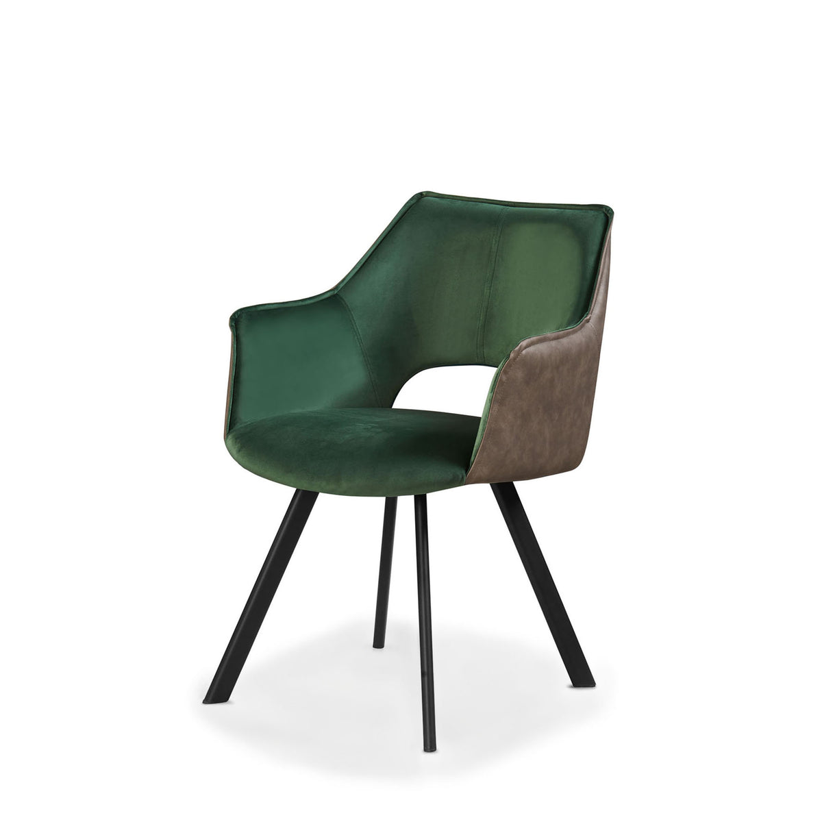 Harley Dining Chair Green Velvet & Grey PU