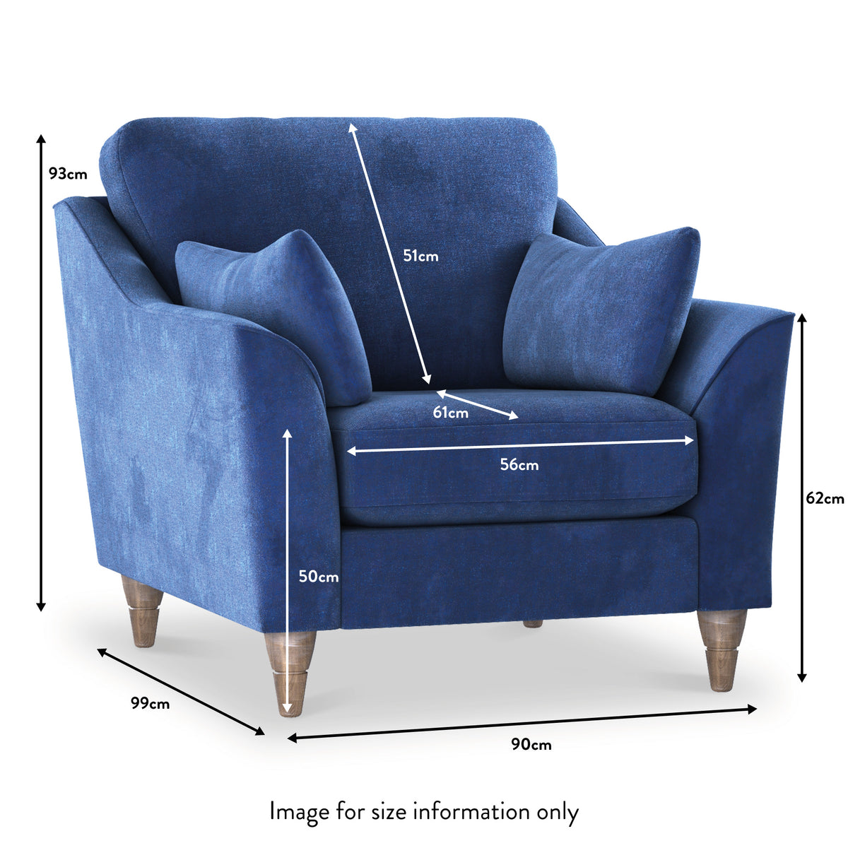 Charice Navy Armchair dimensions