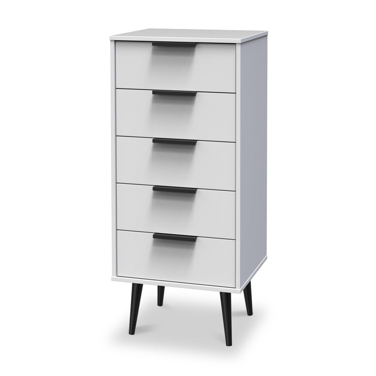 Asher White Tall Narrow 5 Drawer Storage Chest from Roseland Furniture