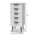 Asher White Tall Narrow 5 Drawer Storage Chest dimensions