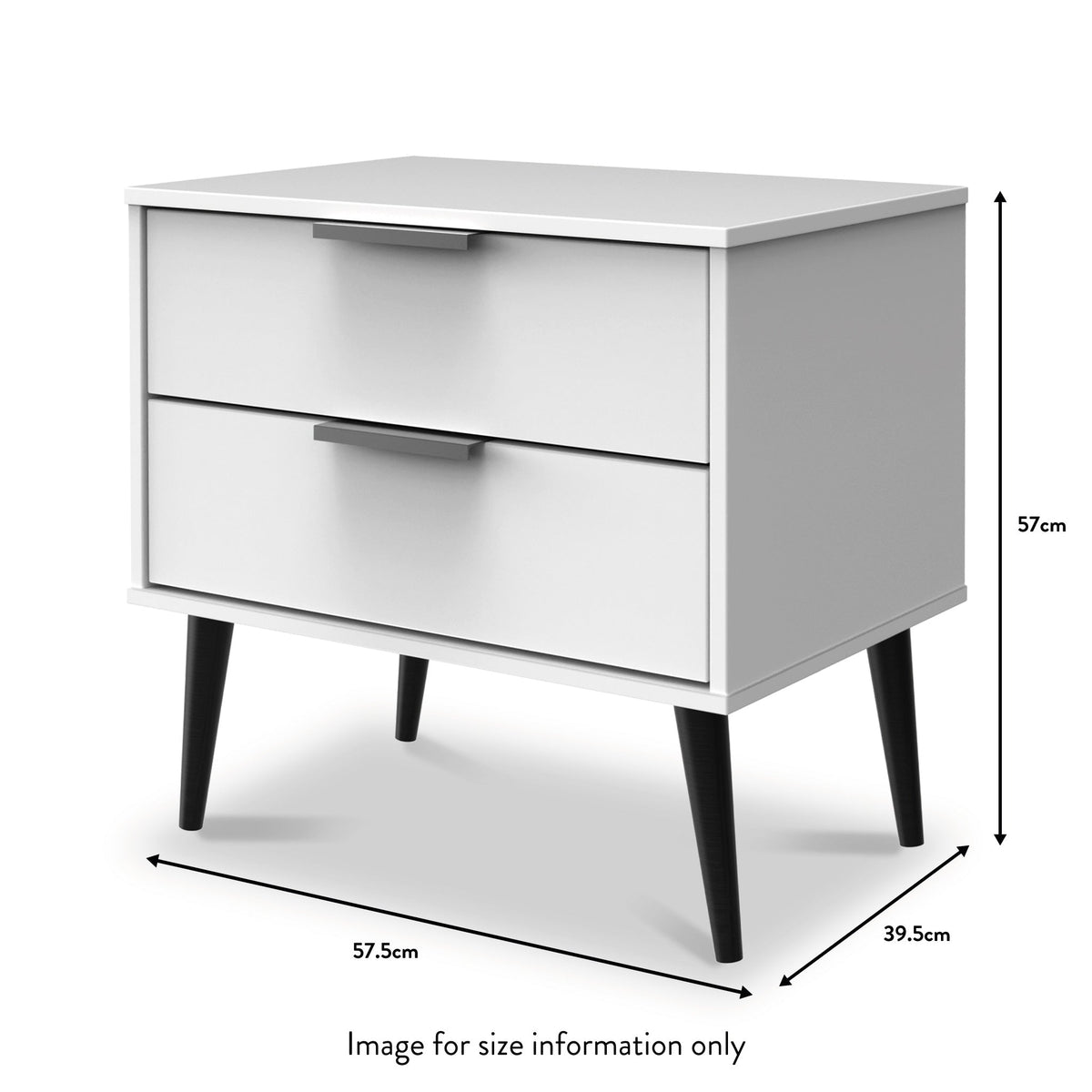 Asher White 2 Drawer Wireless Charging Lamp Side Table dimensions